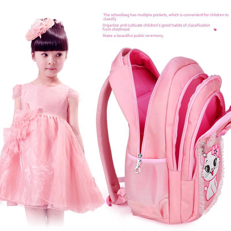 Elementary School Korean Princess Backpack for Girls, Ages 7-12, Grades 1-6, Double Shoulder Strap, Cute Design
