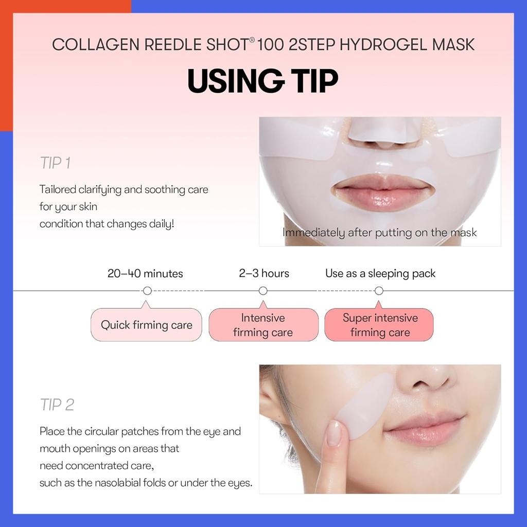 VT Mascarilla de hidrogel de dos pasos Collagen Reedle Shot 100(34,5 g x 4 unidades)