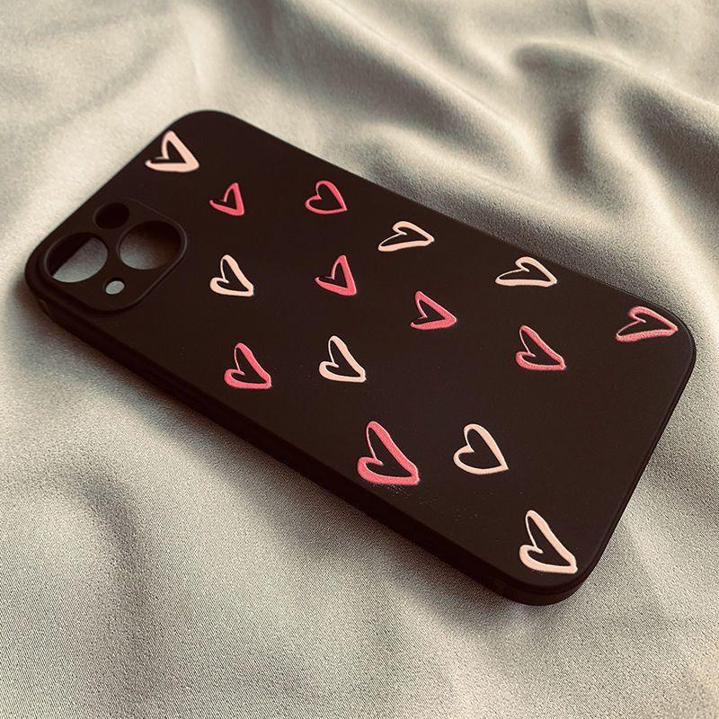 Love-themed couple case suitable for iPhone 13/14/15 Pro Max, silicone full-cover case for iPhone 11, soft case for iPhone 12/16