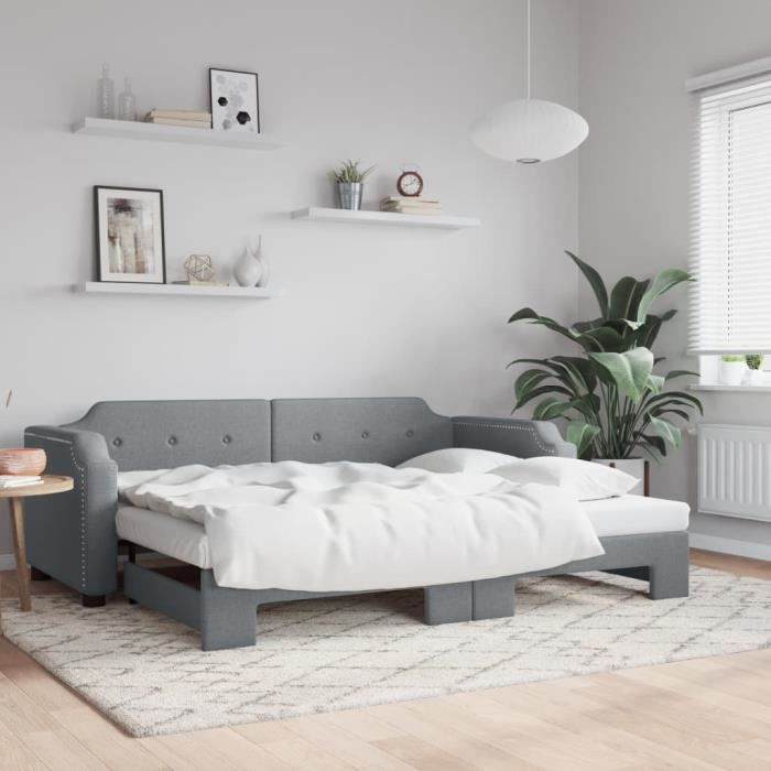 VidaXL Daybed with Pull-out Bed Light Grey 90x200 Cm Fabric 3197634