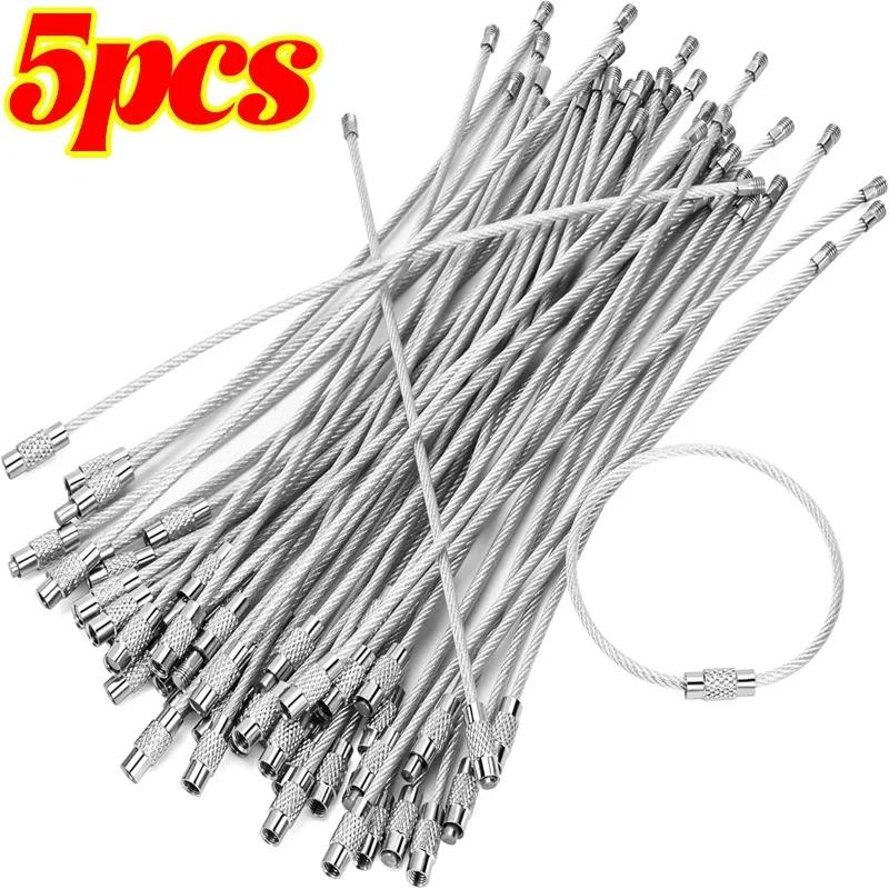 

Stainless Steel Wire Cable Loop Screw Lock Gadget Ring Key Keyring Circle Metal Keychain Tag Ropes Camp Hanging Tool Hardware 110mm&15cm