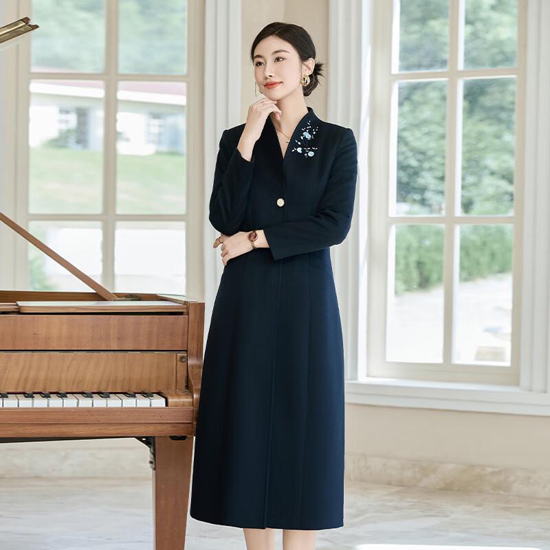 Troloman New Chinese Style Women's Long Wool Coat