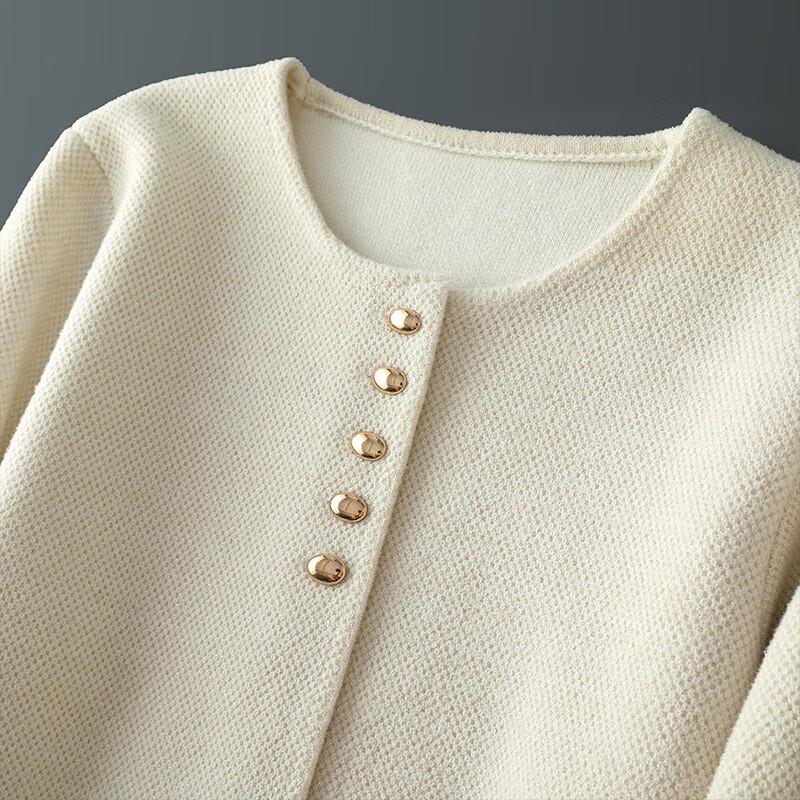 Women's 2025 Fall Sweet Style Loose Round Neck Coat with Decorative Pockets