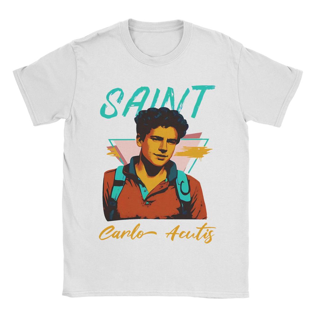 Funny Carlo Acutis T-Shirts Men O Neck 100% Cotton T Shirt Short Sleeve Tees New Arrival Clothing