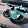 Solar Powered Airplane Car Ornament Dashboard Aircraft Model with Suction Cup 360 Degrees  Rotating Propeller Center Console Drift Accessory