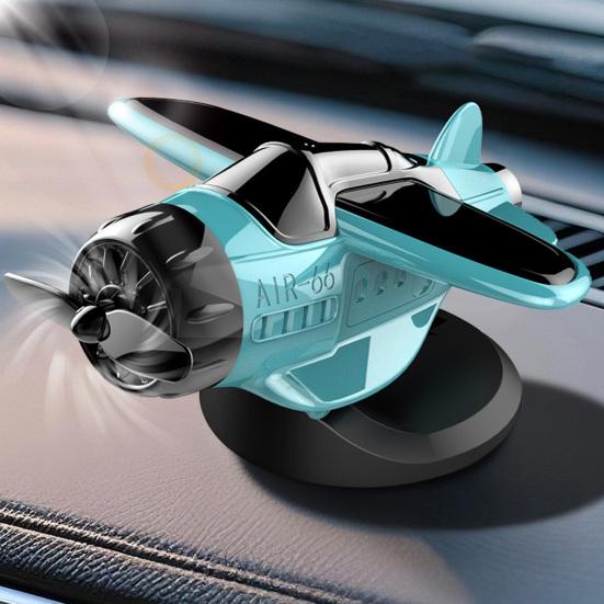 Solar Powered Airplane Car Ornament Dashboard Aircraft Model with Suction Cup 360 Degrees  Rotating Propeller Center Console Drift Accessory