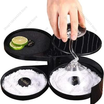 3 Tier Rotating Salt Rimmer Box Mixing Salt Sugar Rim Box Juice Cocktail Seasoning Rimmers Bartender Tool Bar Accessories
