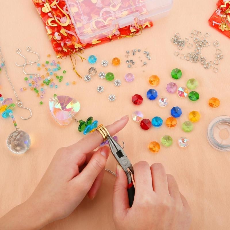 Set of 460 Creative Sun Catcher Crafting Set Rainbow Pendant Beading Supplies Jewelry Ornament Window Garden Decoration