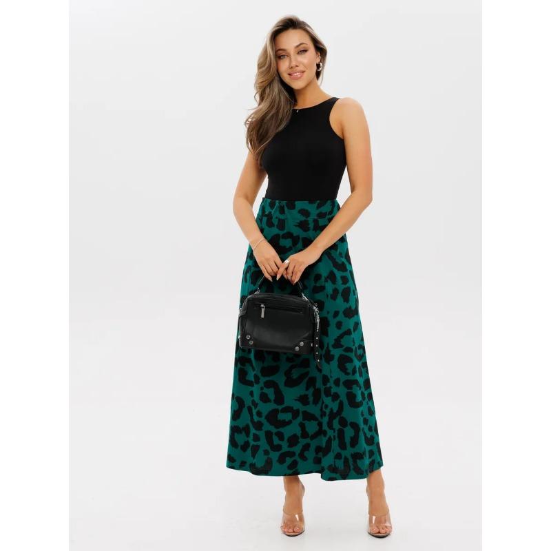 Damen Midi-Rock mit Print, Elastischer High-Waist Fließender A-Linien-Rock