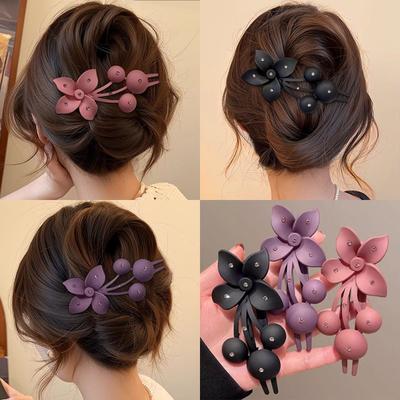 Fashion Matte Flower Hairpins Vintage Rhinestone Non-slip Hair Clip Claw Clamps Women Girls Hair Accessories Party Headwear Gift