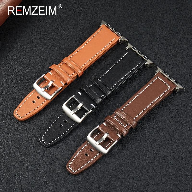 Business Leather Watch Band for Apple Watch Series 1-10 SE Ultra Men's Replacement Strap Fits 49/46/45/44mm and 42/41/40/38mm