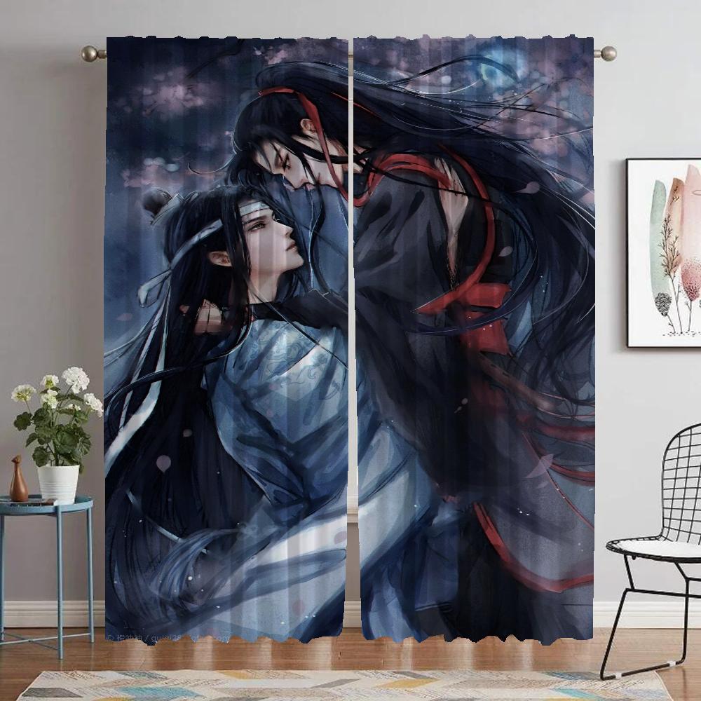 Blackout Curtain for Room 2 Panel Mo Dao Zu Shi Anti-mosquito Curtains Tulle for Bedroom Halloween Decoration Shades Partition