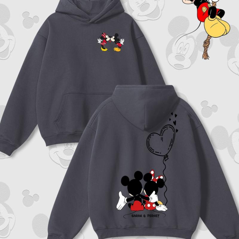 Disney Cartoon Print Herbst und Winter Kapuzenpullover Rundhals Langarm Hoodie Lockerer Casual Stil Geeignet für Männer Frauen
