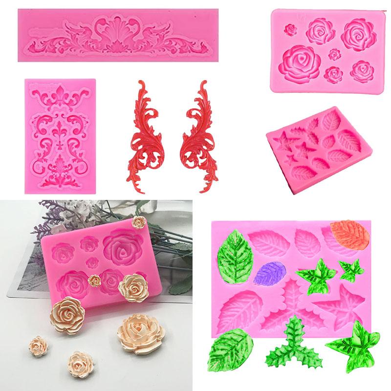 Silicone Fondant Mold Set for Cake Decorating Flower Leaf Lace Pattern and 3D Embossed Designs Baking Tools for  Candy Pastry