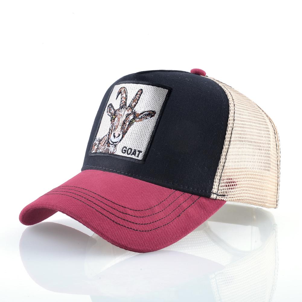 Modische Trucker Caps mit Stickerei Ziegen-Patch Vier Jahreszeiten Snapback Baseballkappe für Männer Frauen Verstellbarer Schirmhut
