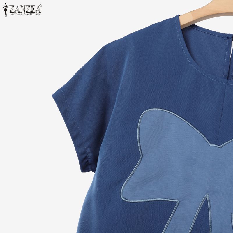 ZANZEA Conjuntos Casuais de Duas Peças para Mulheres: Blusa Floral de Manga Curta e Calças