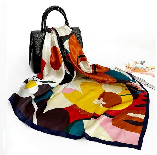 Women s baotou artificial silk satin silk scarf 90cm printing square scarf silk scarf