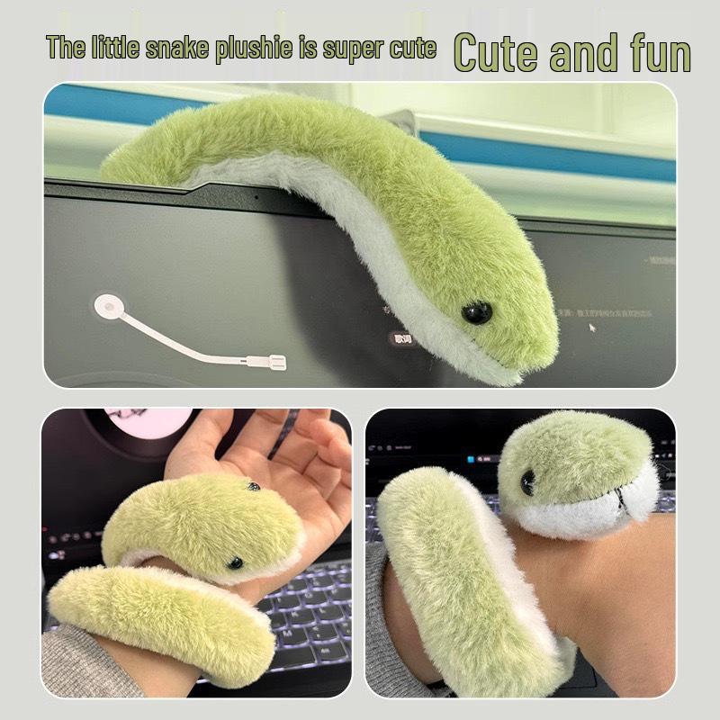 Green Snake Plush Toy - Cute Children's Cloth Doll & Sofa Ornament, Year of the Snake Mascot