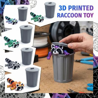 3D-gedruckter beweglicher Waschbär-Spielzeug-Mülleimer