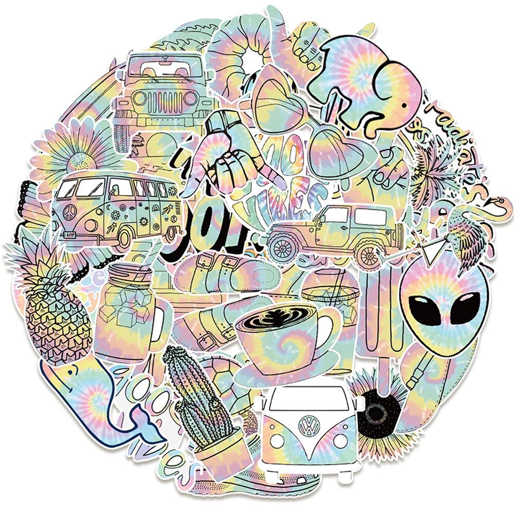 

50 Gradient Doodle Stickers Trolley Case Car Mobile Water Cup Decoration Waterproof Creative Waterproof Stickers