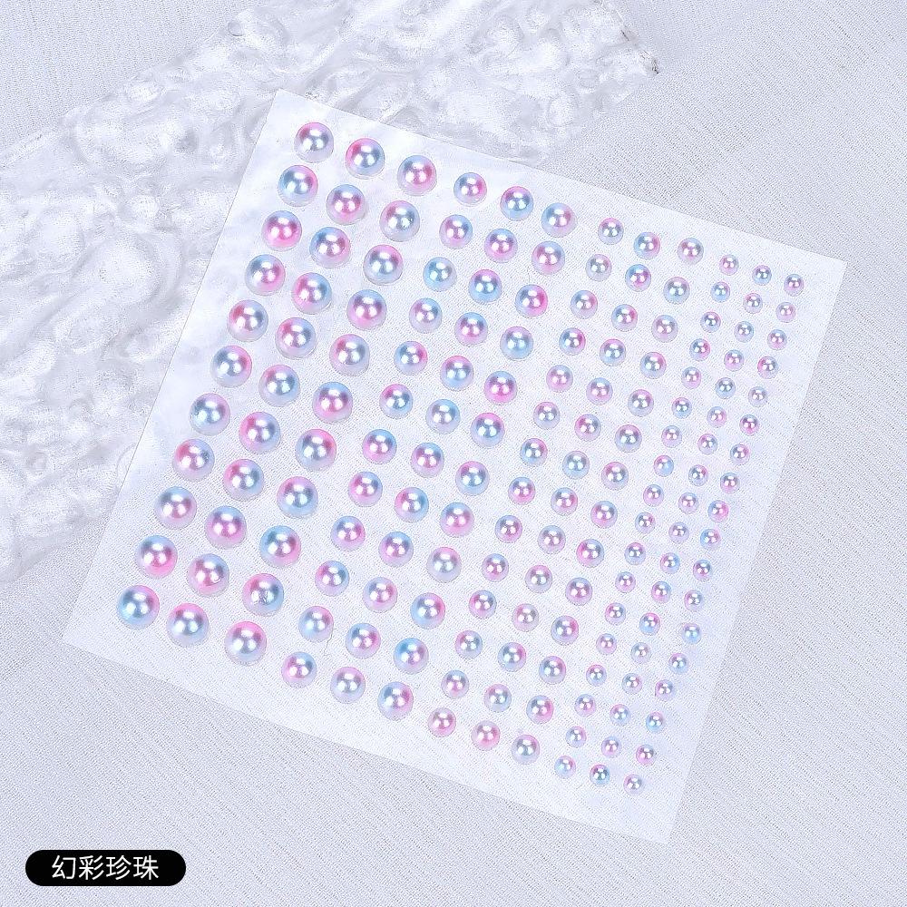 Nail Art Pearl Sticker Abs White Pearl Sticker Diamond Music Festival Makeup Decoration Face Sticker Diamond Jewelry Comes With Glue