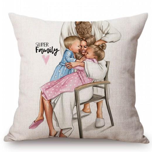 Baby Mother Parenting Art Cozy Family Hand Drawing Sketch Home Decoration Cotton Linen Sofa Throw Pillow Case Car Cushion Cover