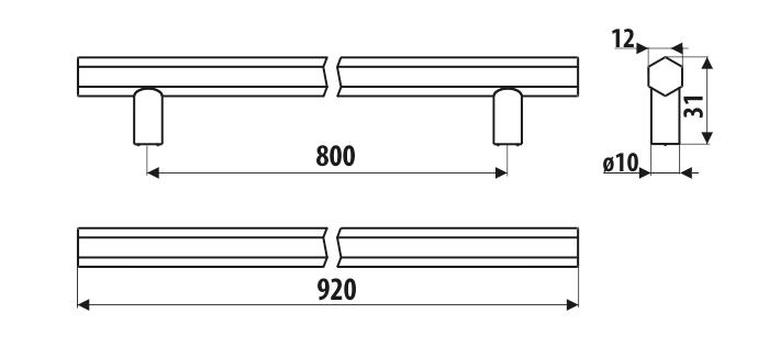 Railing RE33, Satin Gold, 800mm
