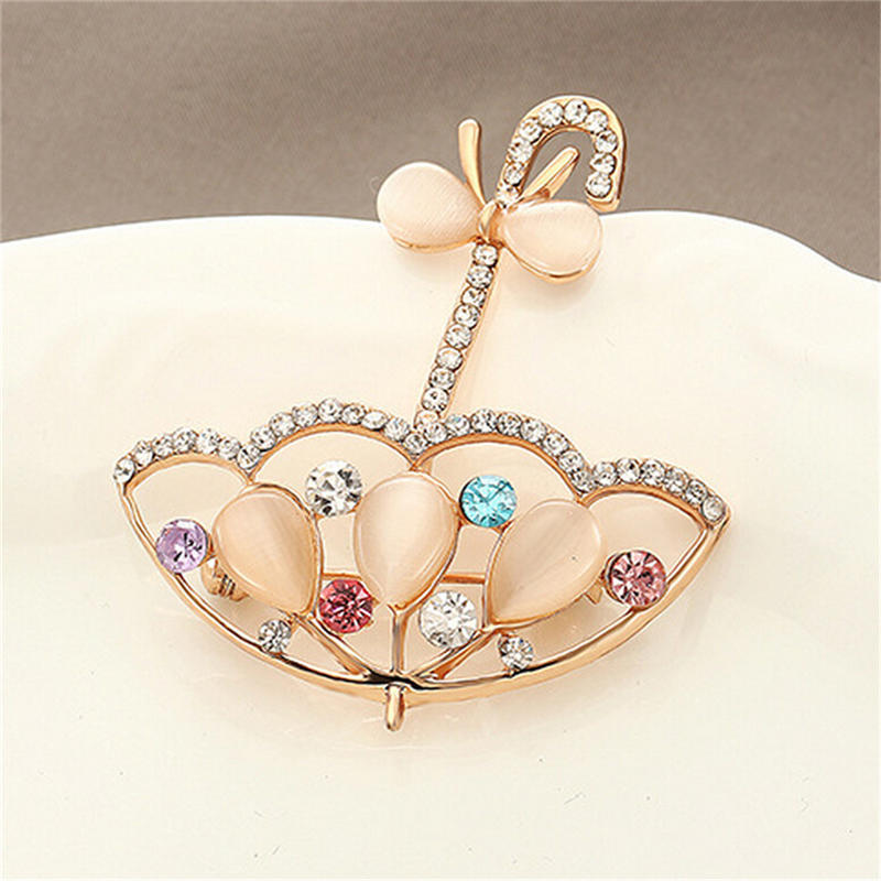 Opal And  Umbrella Brooch Pin Cute Korea Style Brooches For Women