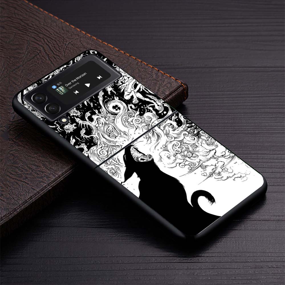 Witch And Cat Colorful Cute Phone Case For Samsung Galaxy Z Flip3 Flip4 Flip5 Flip6 Flip7 For Z Flip 7 6 5 4 3 5G Hard Folding C