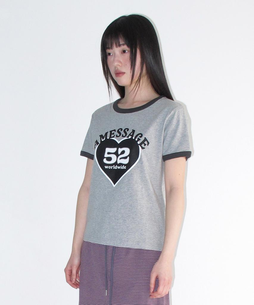 AMES-WORLDWIDE 52 Heart Ringer Crop Tee Gray