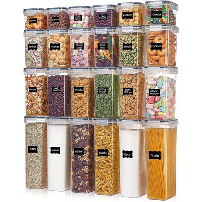 Airtight Food Storage Containers with Lids, 24 Pcs Plastic Kitchen and Pantry Organization Canisters for Cereal, Dry Food, Flour and Sugar, BPA Free