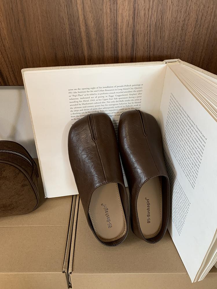 

Мода Bailamos Женские тапочки с раздельным носком Таби Ниндзя Слипоны Балетки с круглым носком Неглубокие Ленивые Слипоны Лодочки Слингбэки Мюли Обувь Мягкие Лоферы 40 кофейный