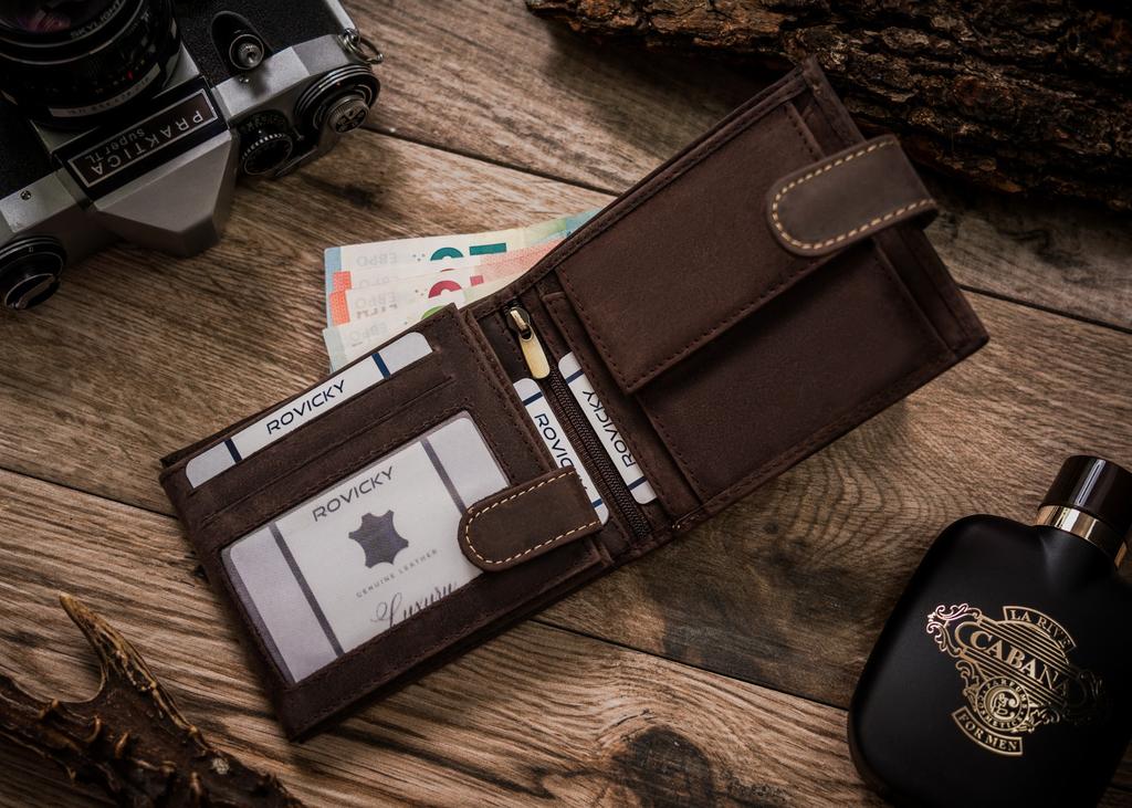 Men's Leather Wallet N992L-CHM-DOG-1-BL BROWN