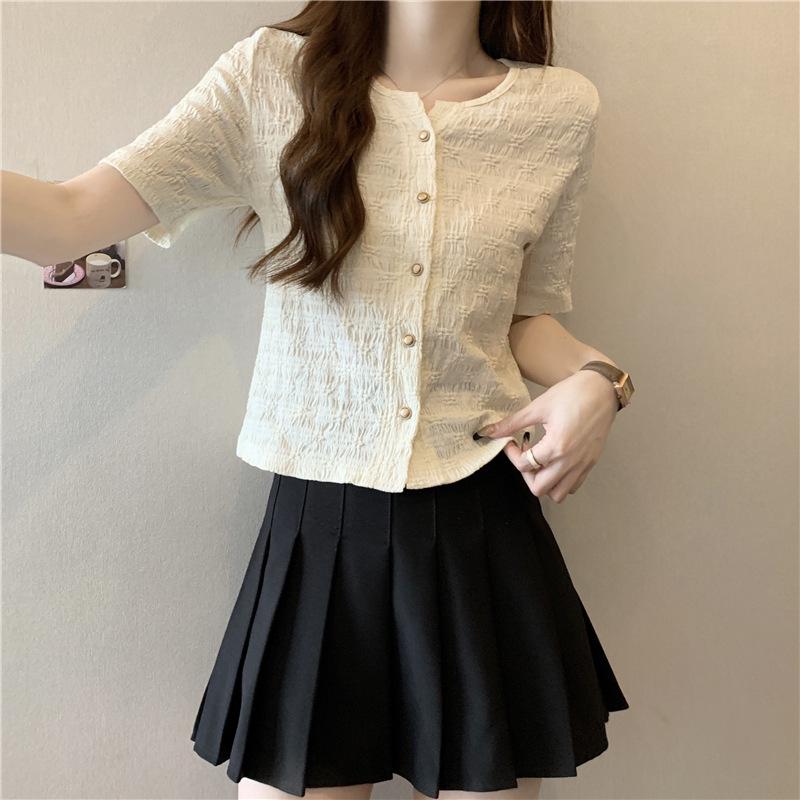 Women's Round-Neck Short-Sleeve Shirt - Korean Design (Summer 2024)
