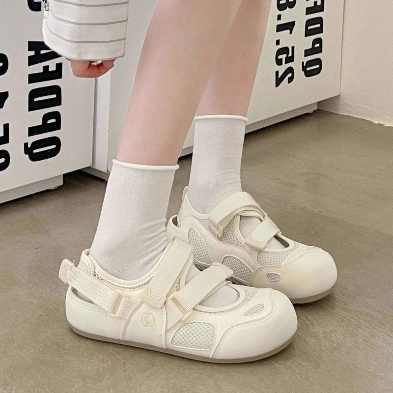High-value thick-soled sports bag head sandals women's new summer little white shoes with skirts Velcro single shoes