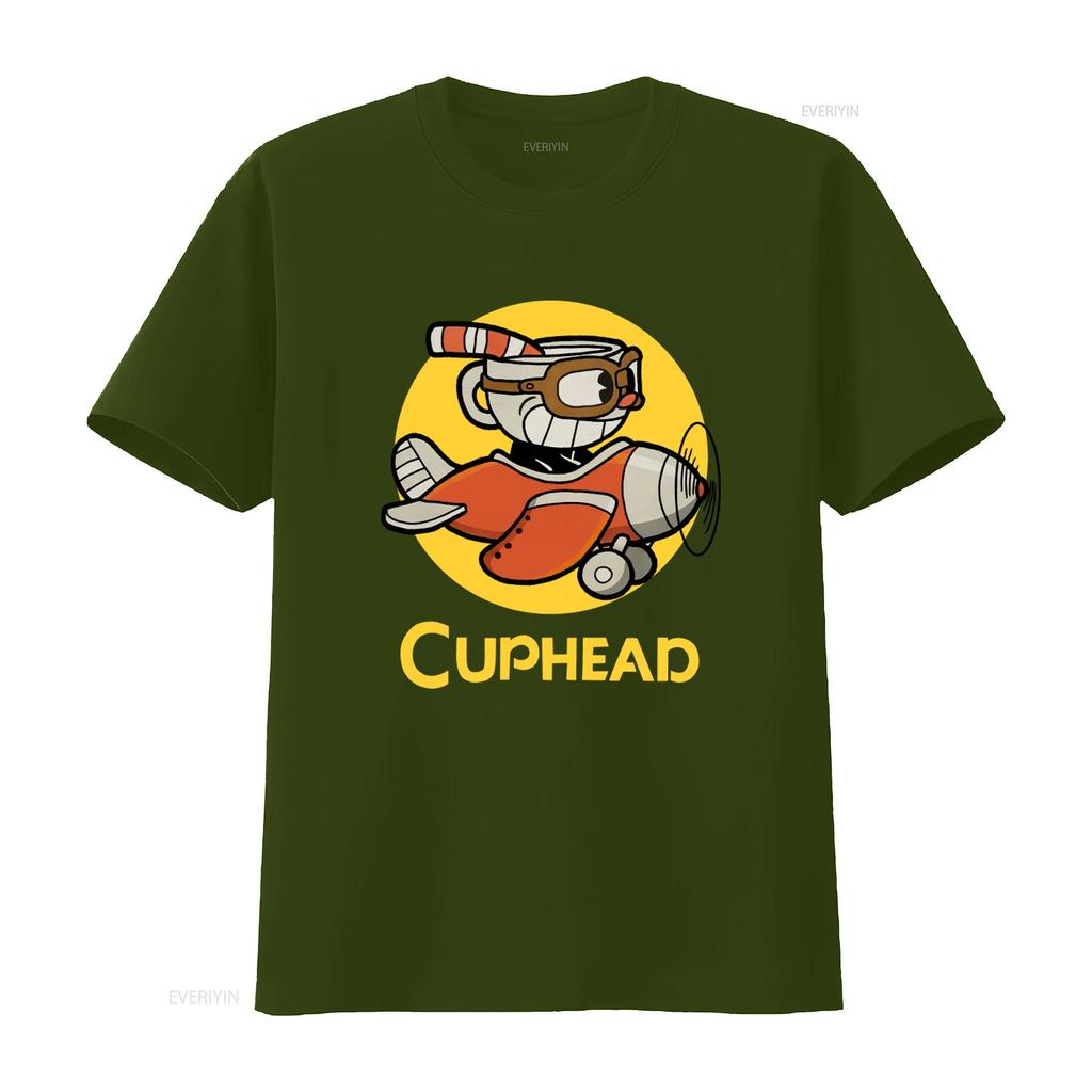Cuphead T Shirt Flying Adventure Design for Gaming Fans Comfortable Cotton Vintage Washed Stylish Slightly Graphic