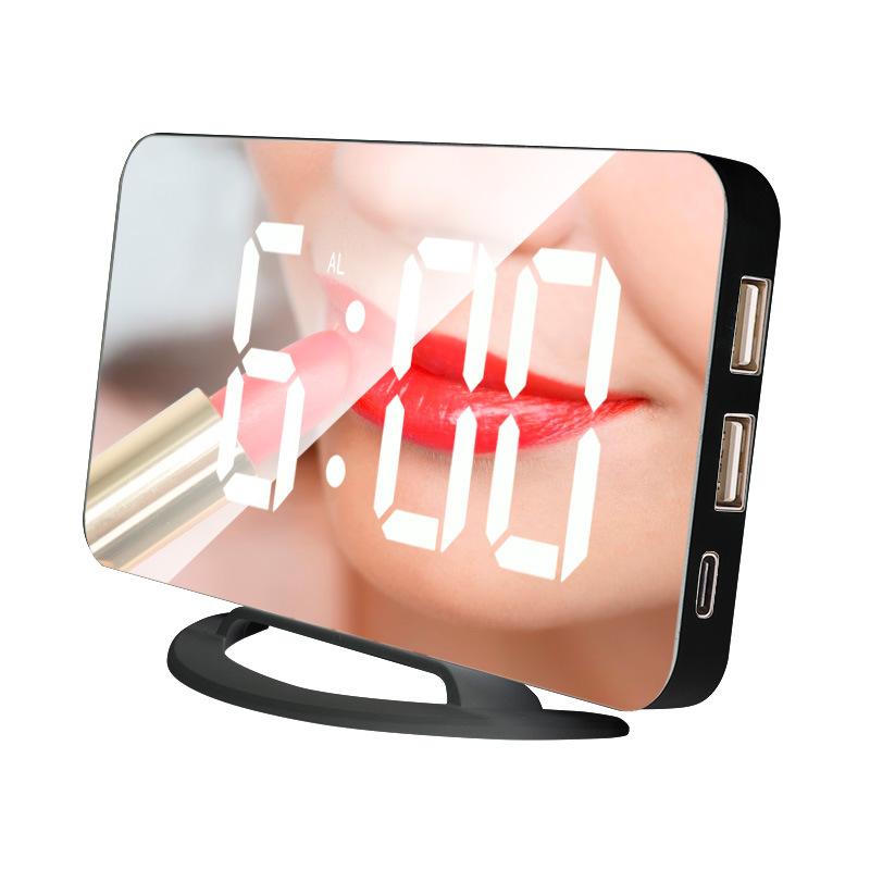 Creative Multi-function LED Mirror Clock Makeup Mirror Digital Alarm Clock Simple Desktop Automatic Photosensitive Electronic Clock