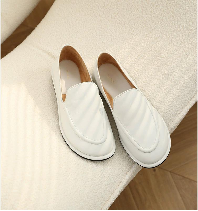 Women's Summer Design Round-Toe Slip-On Loafers Solid Color Casual Low-Heel Flats