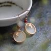 Hetian Jade Ear Hook Earring Women's High-end Temperament Ethnic Retro Earrings Cloisonne Craft Dangler Gift