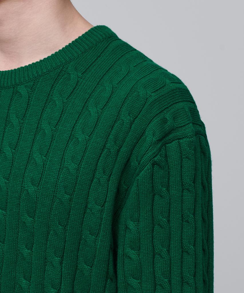 MUSINSA STANDARD Cable Crew Neck Knit [Jolly Green]