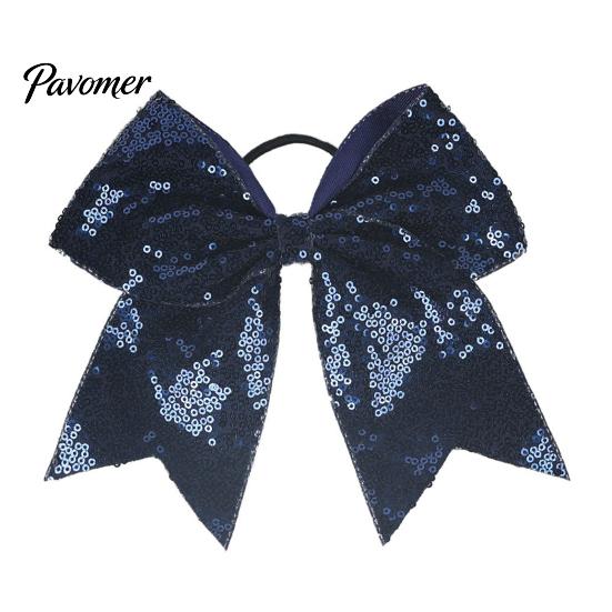 Shiny Hair Bows for Girls Sequins Bows, Elastic Tie, Large Cheerleading Stage Costume Accessories Band Ponytail Holder, Glitter Scrunchies Women Teens