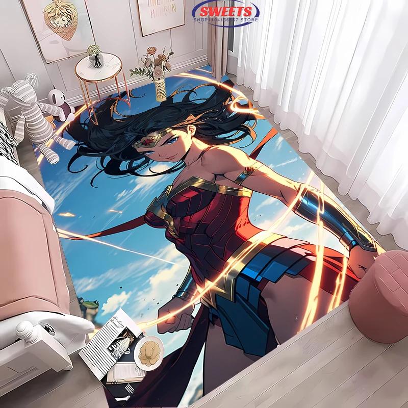 DC Wonder Woman Area Carpet,Living Room Bedroom Children's Room Sofa Mat,Four Seasons Available Doormat Floor Anti-slip Rug,Gift