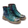 Johnature Genuine Leather Shoes Women Boots Round Toe Retro Handmade Lace-up Sewing Concise Ankle Platform Boots