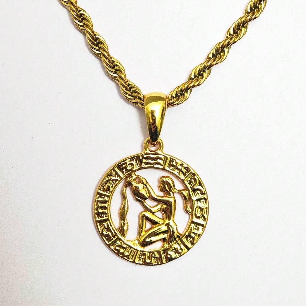 12 Constellation Astrology Horoscope Zodiac Pendant Rope Necklace 22" for Women Men