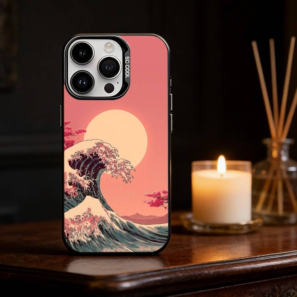 Great Wave Off K-Kanagawa Phone Case Color Silver Shell For IPhone 17 16 15 14 13 12 11 Pro Max Plus