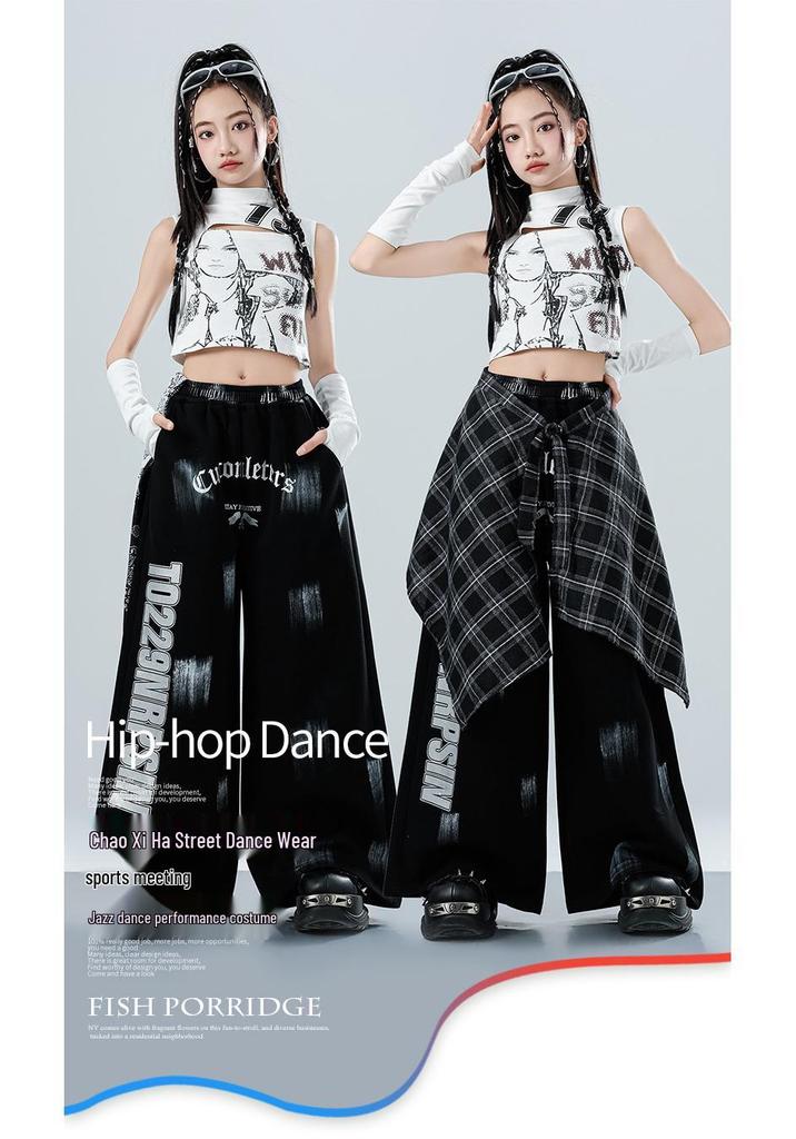 Trendy Girls' Jazz & Hip Hop Dance Crop Top Performance Costume