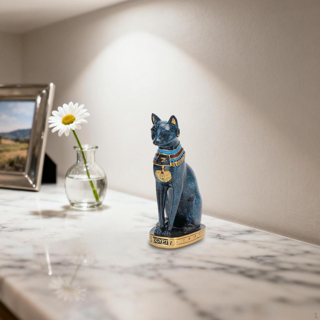 Egyptian Cat Bastet Statue Ancient Egypt Bast Figurine Animal Sculpture for Living Room Cabinet Bar