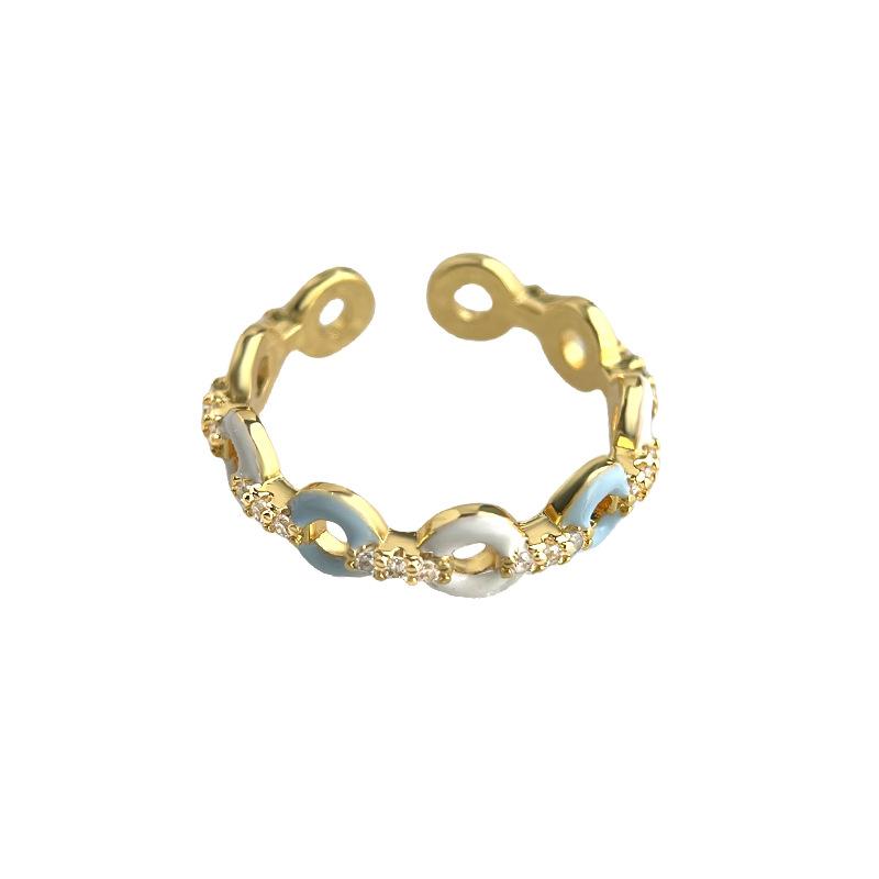 Adjustable Geometric Circular Ring with Adjustable Opening синий/белый