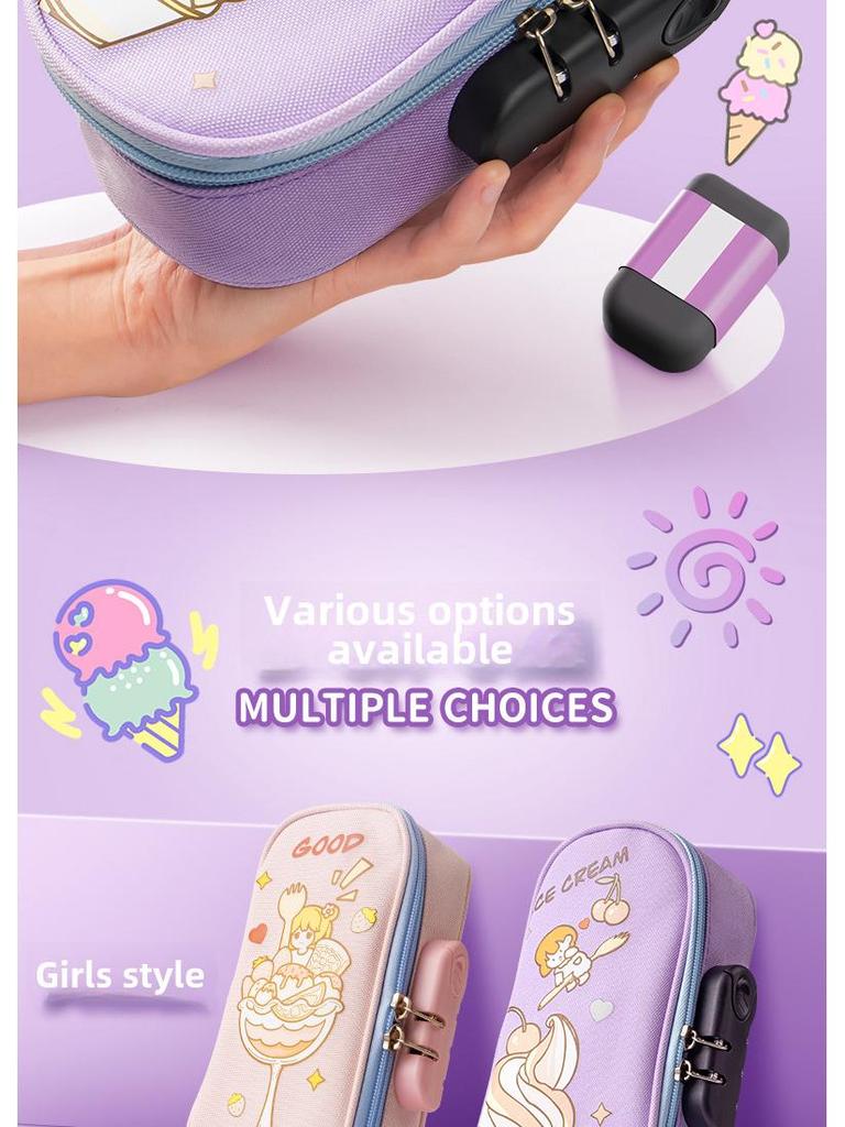 Password-Protected Large Capacity Pencil Case for Students: Multifunctional Stationery Box for Boys and Girls In Junior and High School.