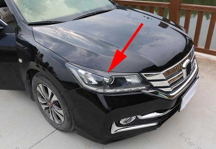 

Автомобильные аксессуары, накладки на брови передних фар для Honda Accord 9-го поколения 2014 2015, ABS, углеродное волокно, отделка бровей фар